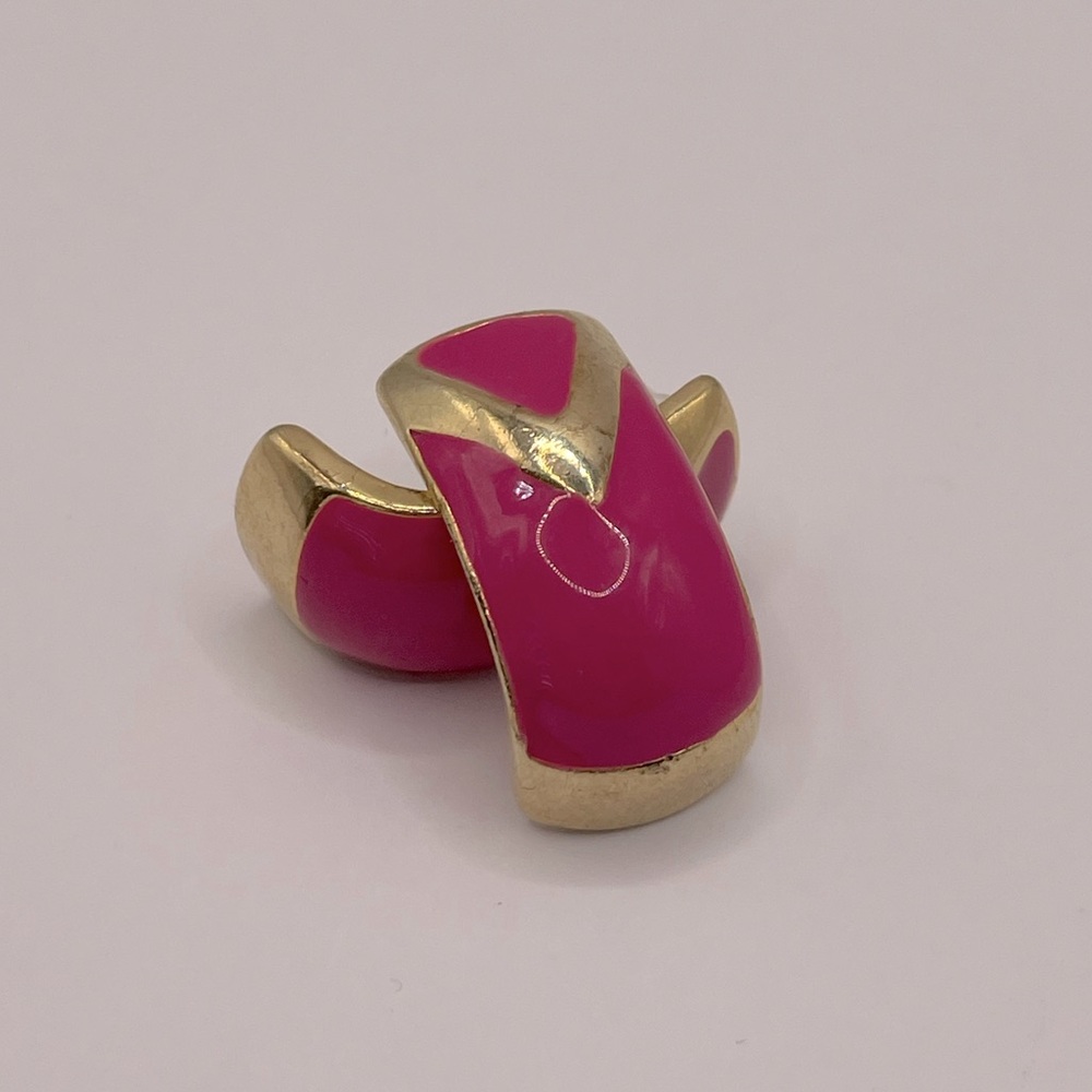 Vintage Gold & Pink Enamel Earrings